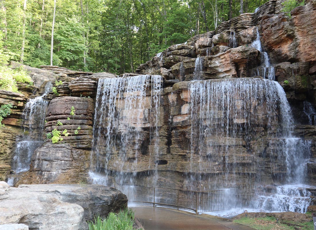 Branson, MO - View of the Gorgeous Waterfall Near Branson, Missouri